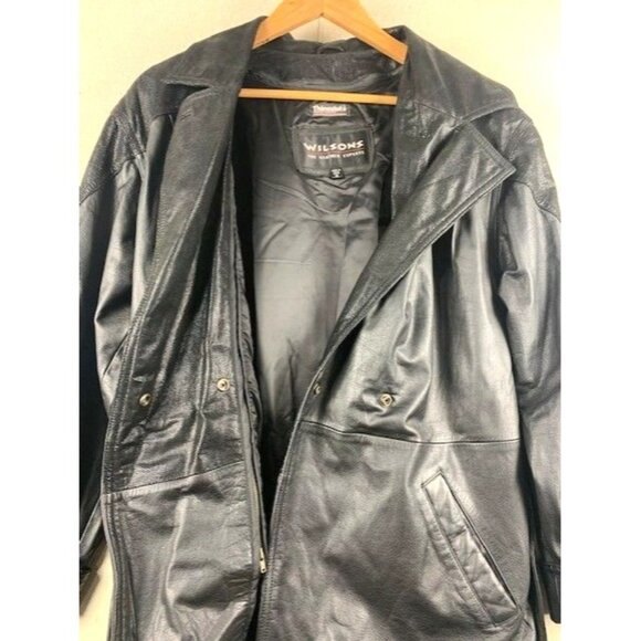 Wilsons Black Leather Belted Jacket Women's Medium with Thinsulate Lining Vtg - Picture 7 of 16